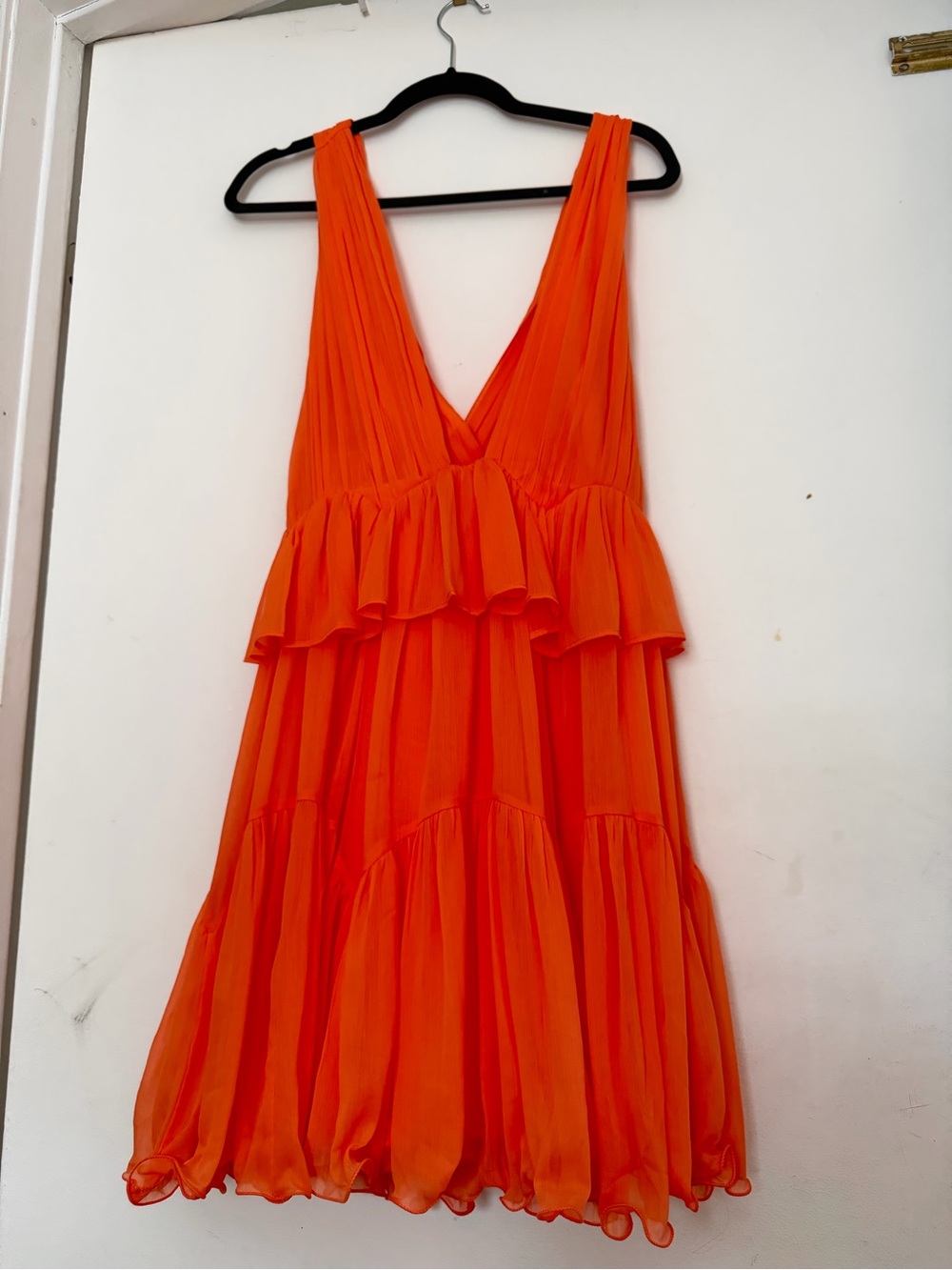 ASOS Bright orange  V-Neck Ruffle Mini Dress